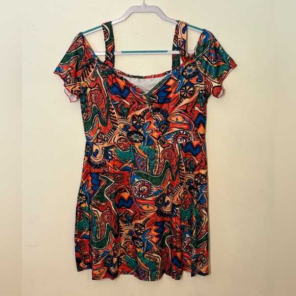 🆕Colorful Patterned Off-Shoulder Dress. Size XL. NWT. - Picture 8 of 14